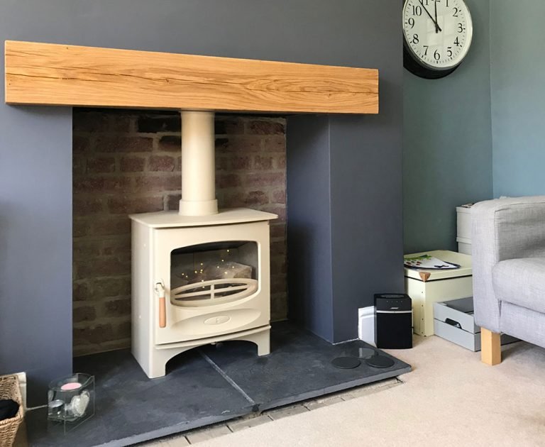 Installation Oak Fireplace Beams